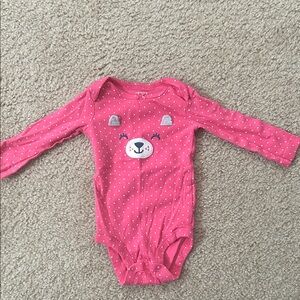 Carter's Pink Polka Dot Bear Long-Sleeve One-Piece